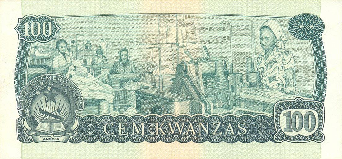 Back of Angola p115a: 100 Kwanzas from 1979