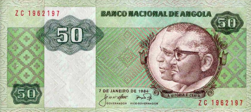 Front of Angola p118: 50 Kwanzas from 1984