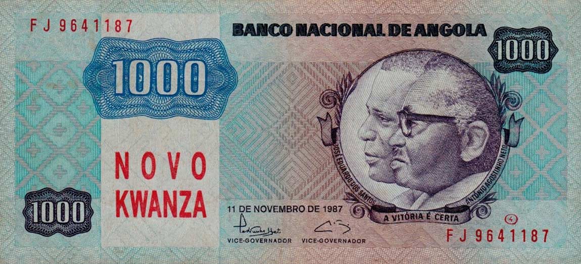 Front of Angola p124: 1000 Novo Kwanza from 1991