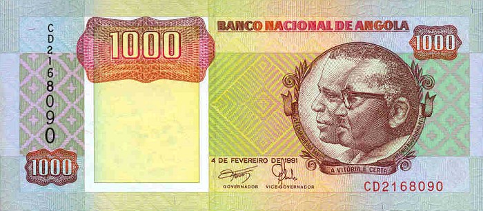 Front of Angola p129b: 1000 Kwanzas from 1991