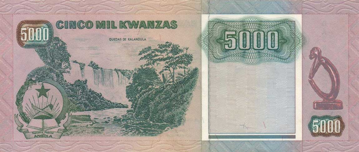 Back of Angola p130a: 5000 Kwanzas from 1991