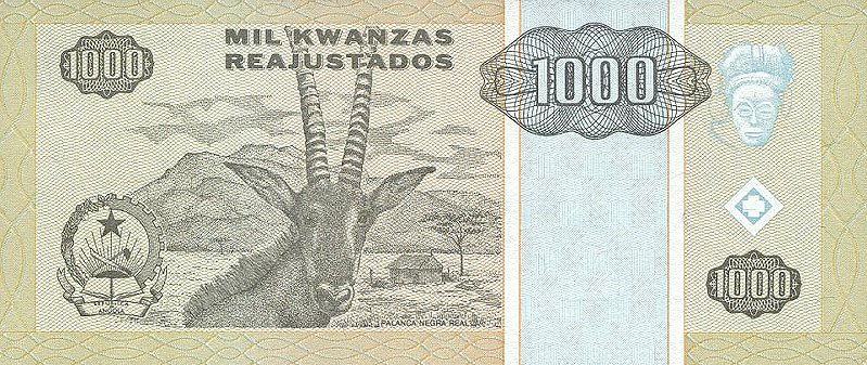 Back of Angola p135: 1000 Kwanzas Reajustados from 1995