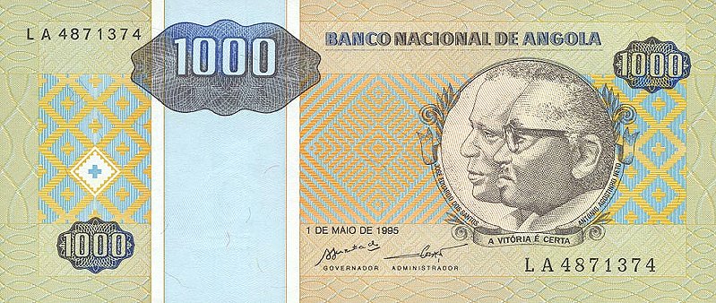Front of Angola p135: 1000 Kwanzas Reajustados from 1995