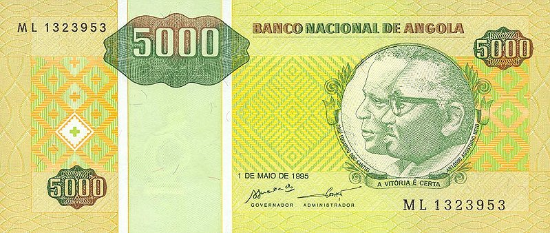 Front of Angola p136a: 5000 Kwanzas Reajustados from 1995