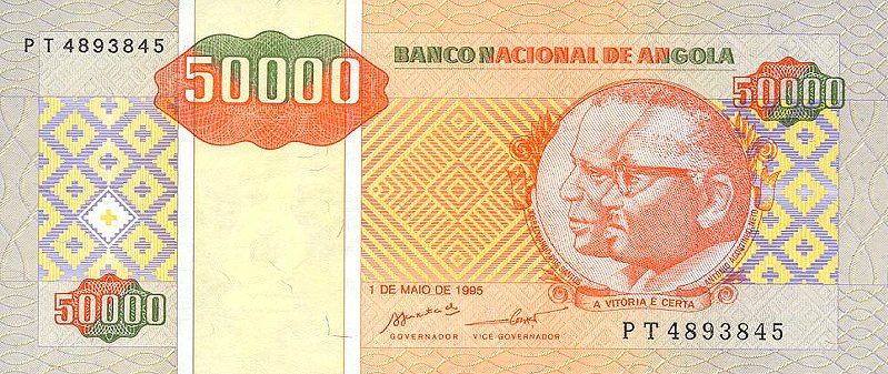 Front of Angola p138: 50000 Kwanzas Reajustados from 1995