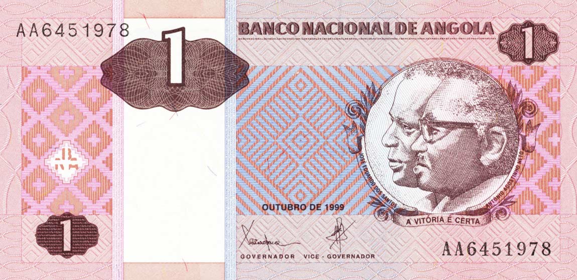 Front of Angola p143: 1 Kwanzas from 1999