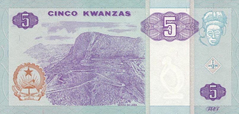 Back of Angola p144a: 5 Kwanzas from 1999