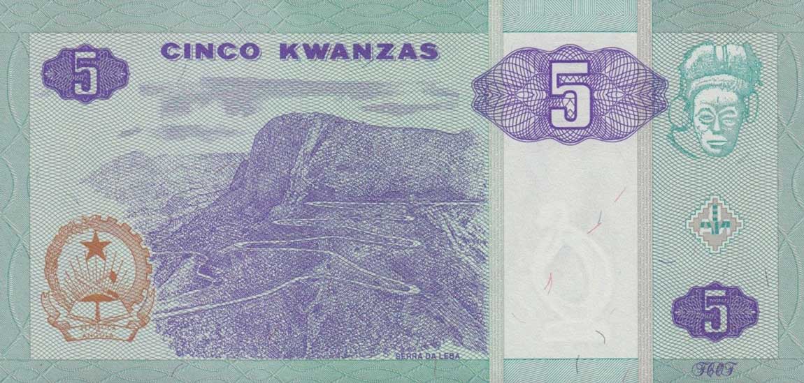 Back of Angola p144c: 5 Kwanzas from 2011