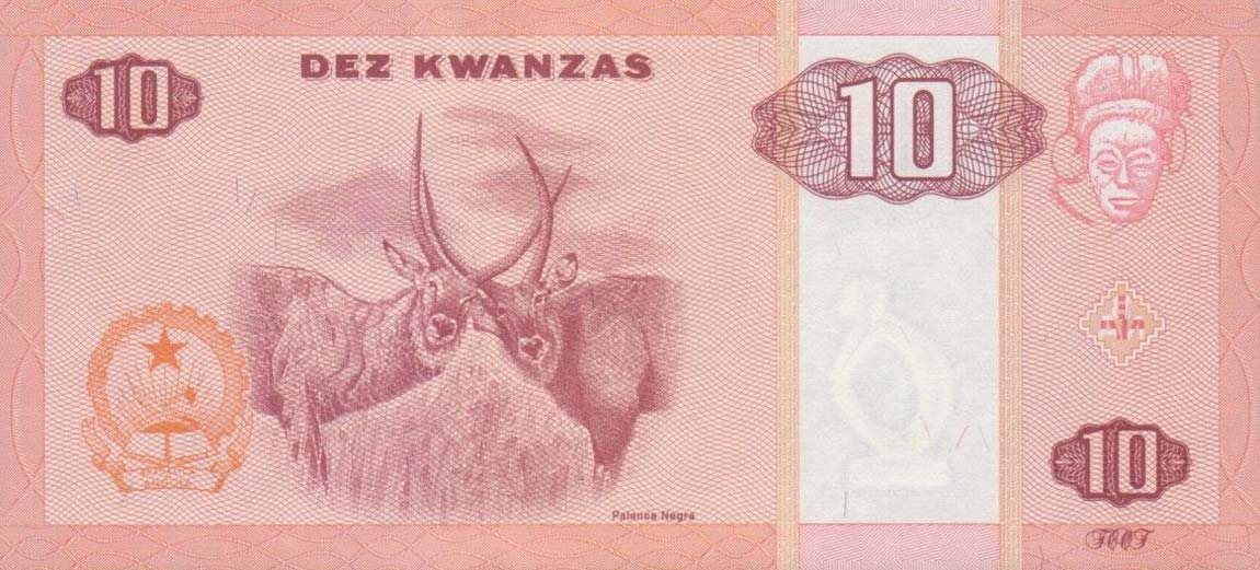 Back of Angola p145a: 10 Kwanzas from 1999