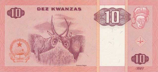 Back of Angola p145s: 10 Kwanzas from 1999