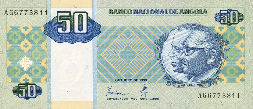 Front of Angola p146a: 50 Kwanzas from 1999