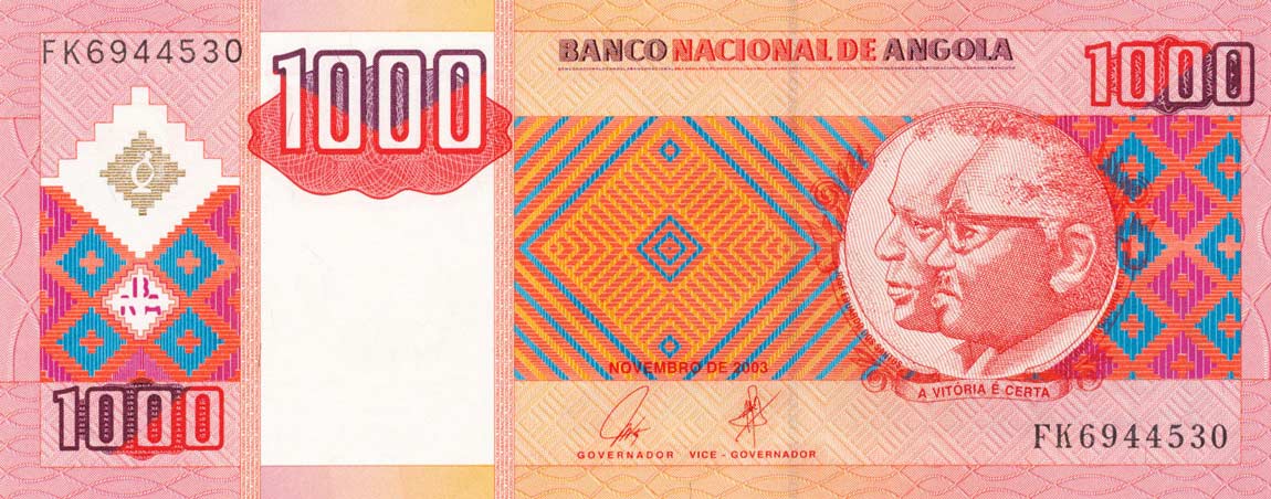 Front of Angola p150a: 1000 Kwanzas from 2003