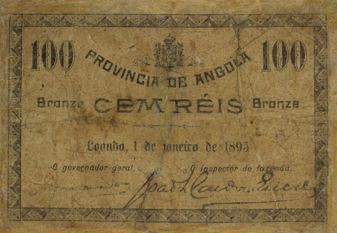 Front of Angola p20A: 100 Reis from 1892