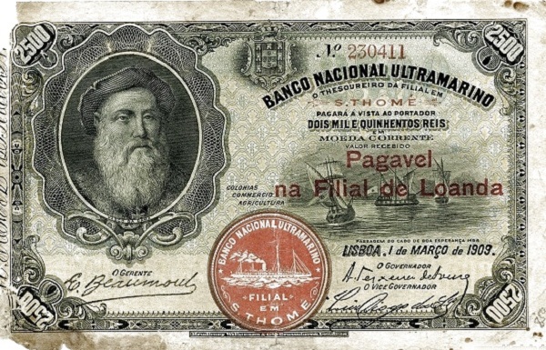 Front of Angola p25: 2500 Reis from 1909