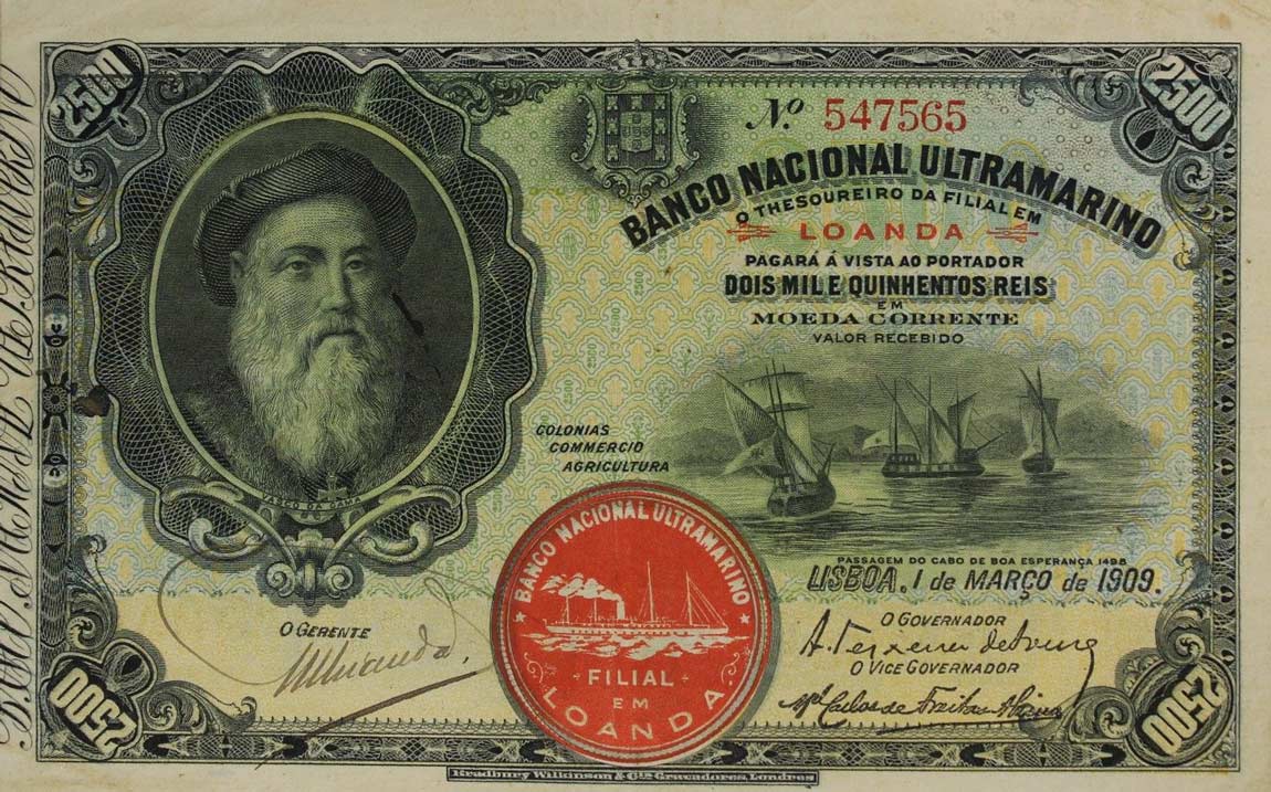 Front of Angola p29: 2500 Reis from 1909