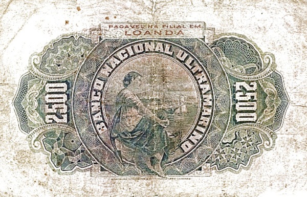 Back of Angola p30a: 2500 Reis from 1909