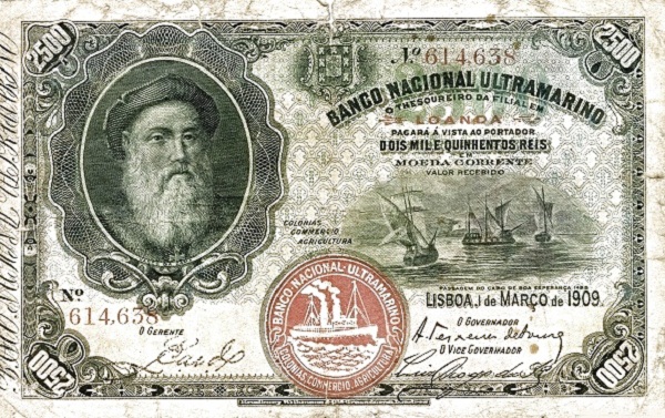 Front of Angola p30a: 2500 Reis from 1909