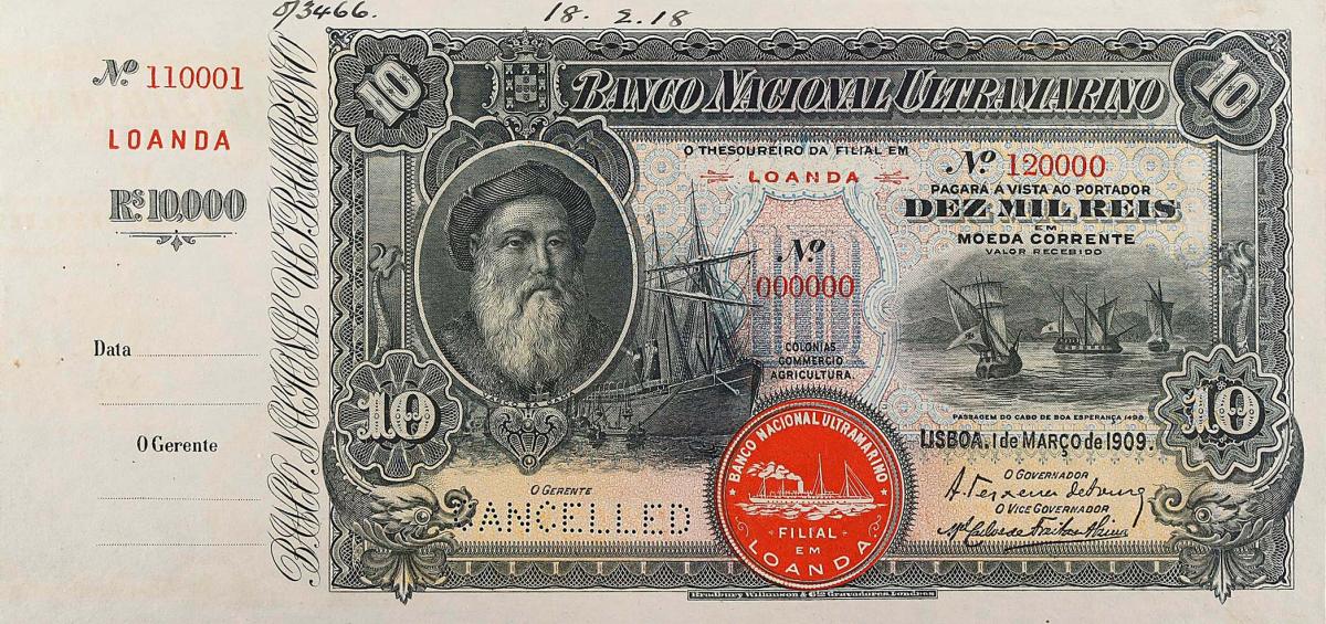 Front of Angola p33s: 10 Reis from 1909