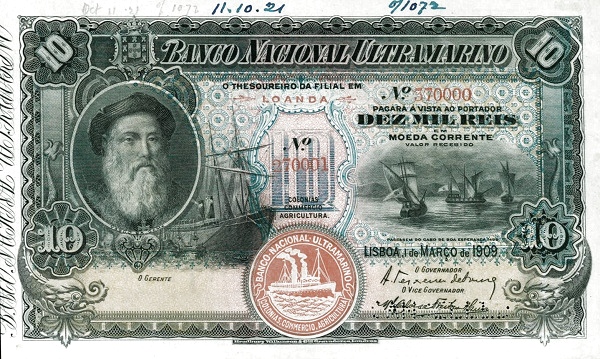 Front of Angola p34a: 10 Reis from 1909