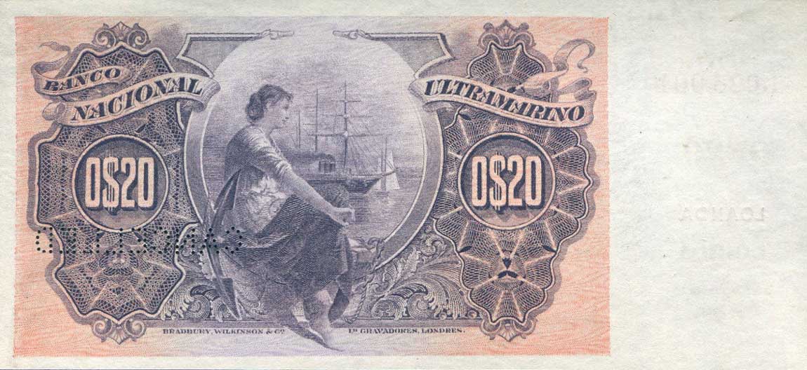 Back of Angola p42s: 20 Centavos from 1914