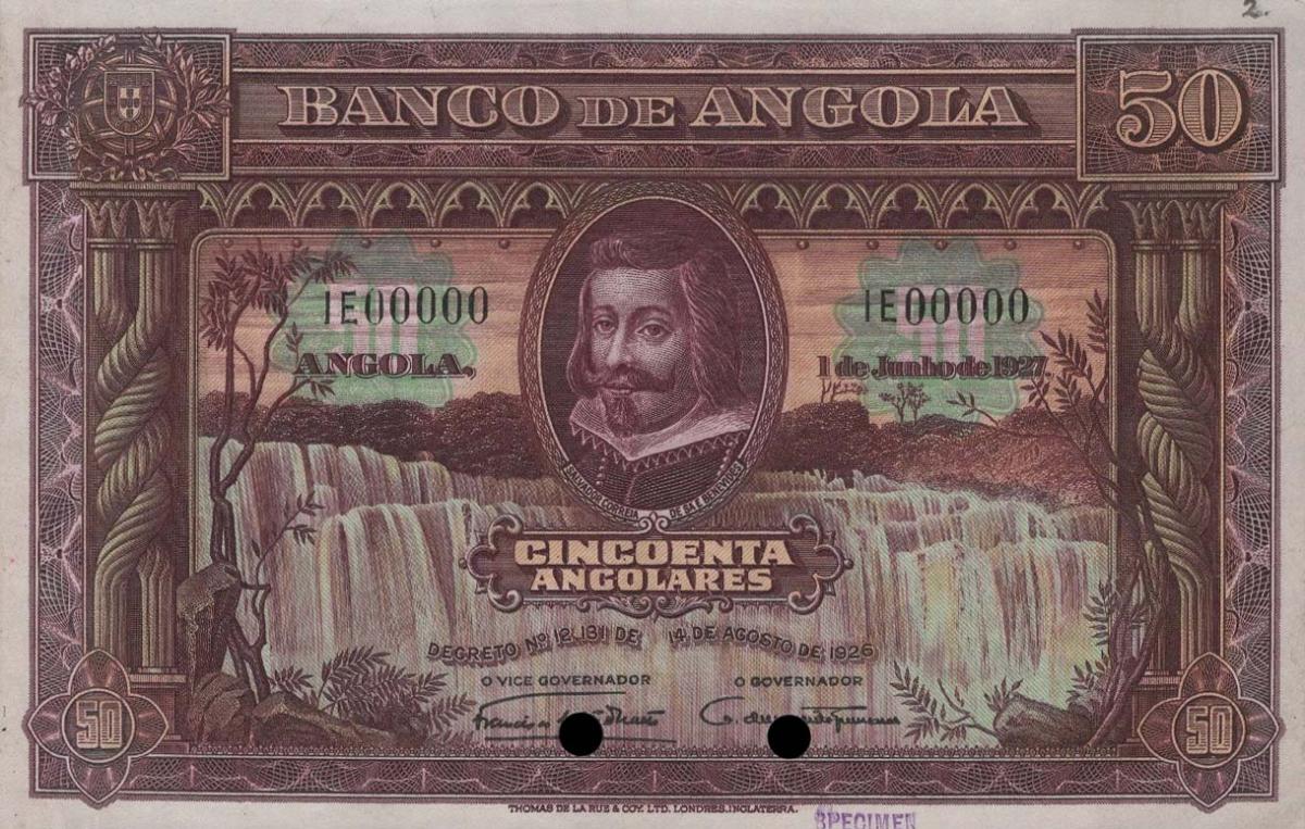 Front of Angola p74As: 50 Angolares from 1927