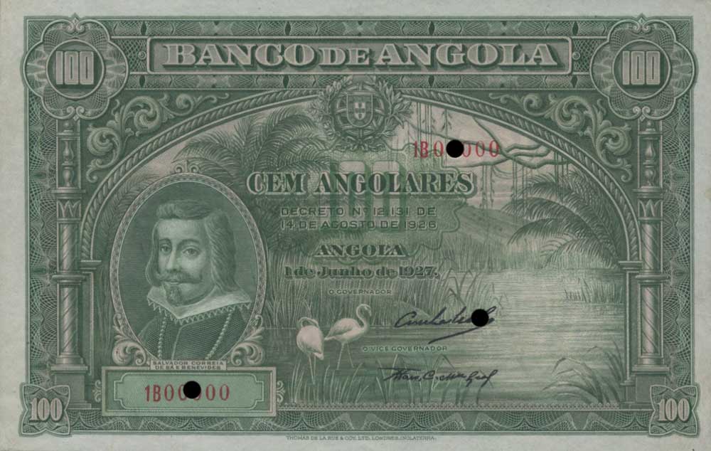 Front of Angola p75s: 100 Angolares from 1927