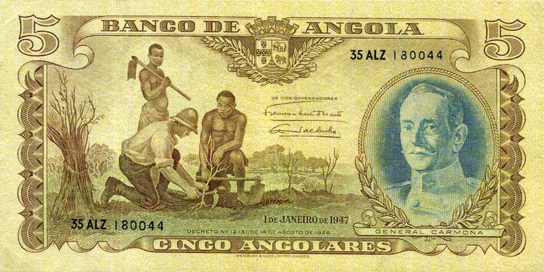 Front of Angola p77a: 5 Angolares from 1947