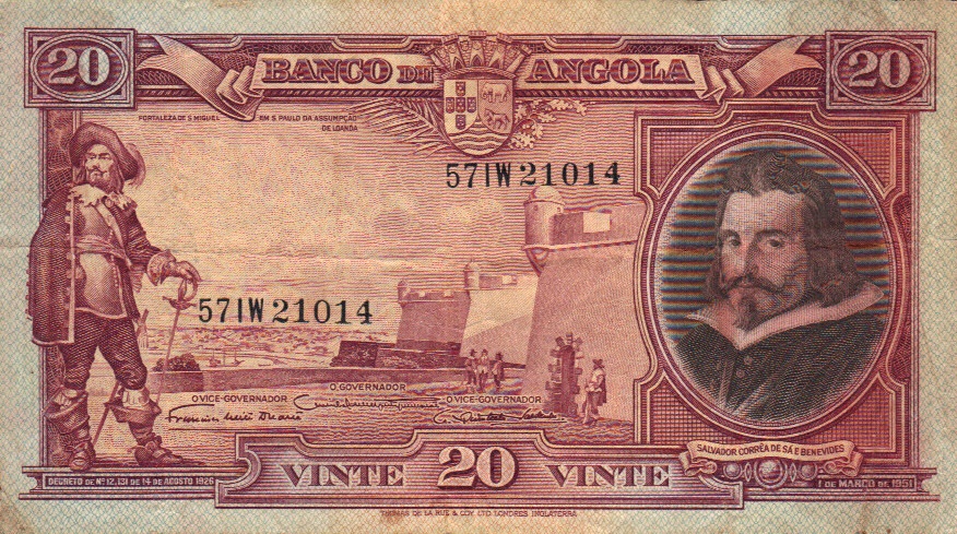 Front of Angola p83a: 20 Angolares from 1951