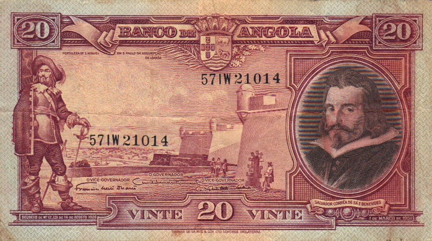 Front of Angola p83a: 20 Angolares from 1951