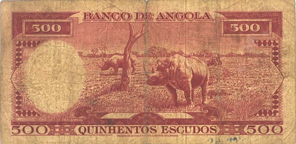 Back of Angola p95: 500 Escudos from 1962