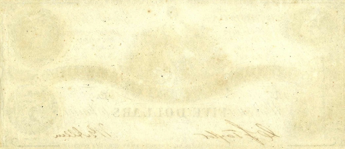 Back of Confederate States of America p19b: 5 Dollars from 1861