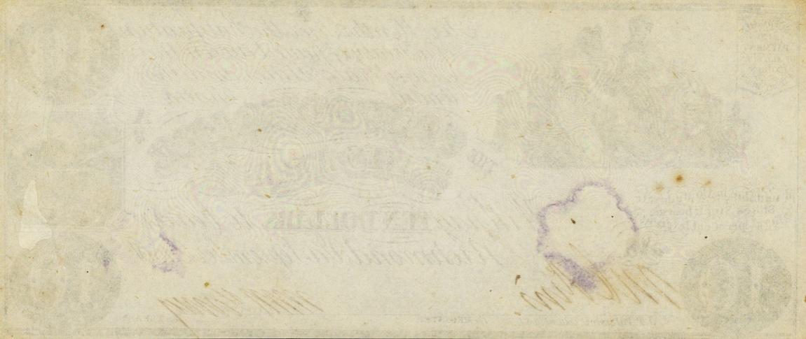 Back of Confederate States of America p27a: 10 Dollars from 1861