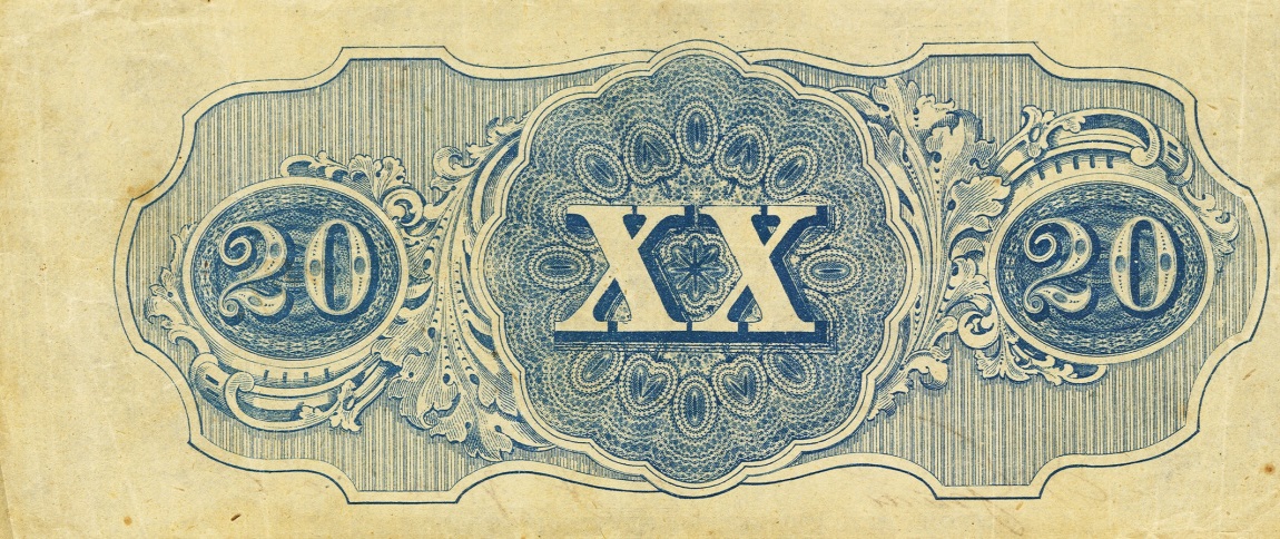 Back of Confederate States of America p61c: 20 Dollars from 1863