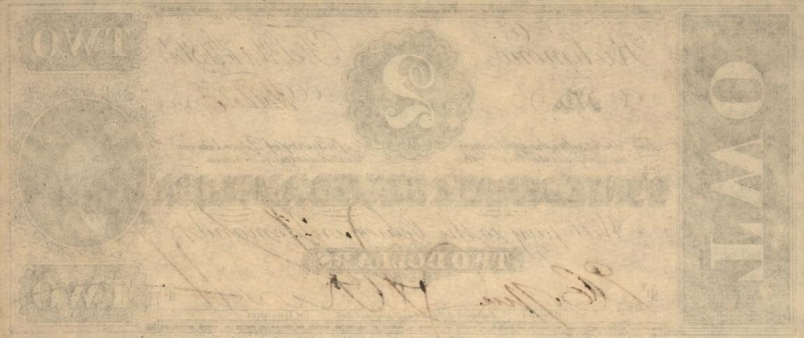 Back of Confederate States of America p66b: 2 Dollars from 1864