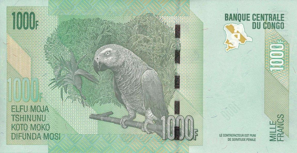 Back of Congo Democratic Republic p101b: 1000 Francs from 2013