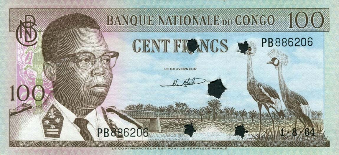 Front of Congo Democratic Republic p6x: 100 Francs from 1961