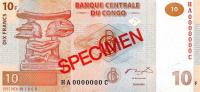 Gallery image for Congo Democratic Republic p93s: 10 Francs