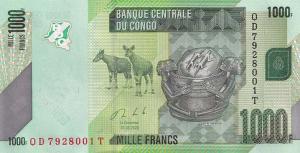 Gallery image for Congo Democratic Republic p101c: 1000 Francs