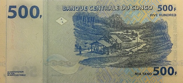 Back of Congo Democratic Republic p96A: 500 Francs from 2002