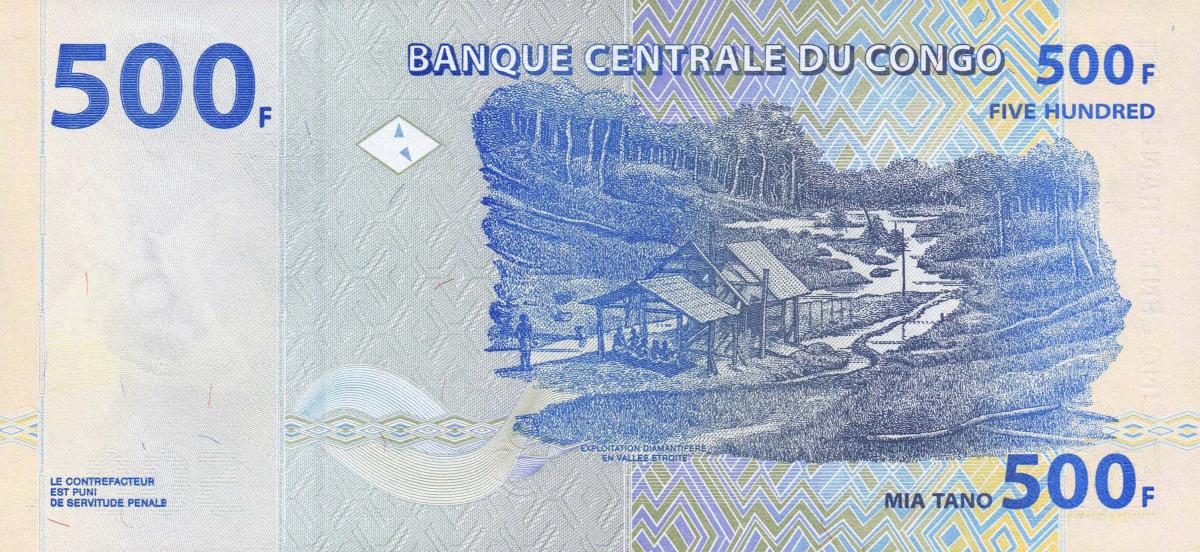 Back of Congo Democratic Republic p96D: 500 Francs from 2013