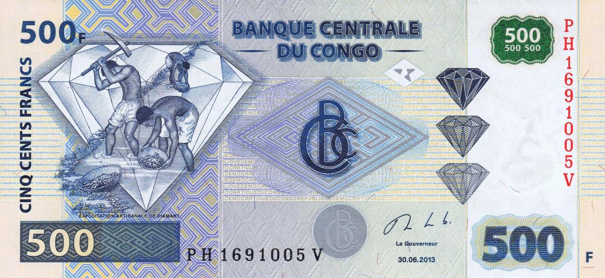 Front of Congo Democratic Republic p96D: 500 Francs from 2013