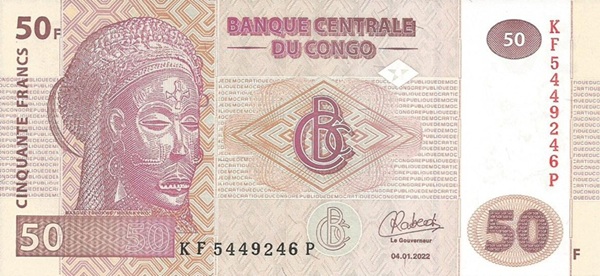 Front of Congo Democratic Republic p97d: 50 Francs from 2022