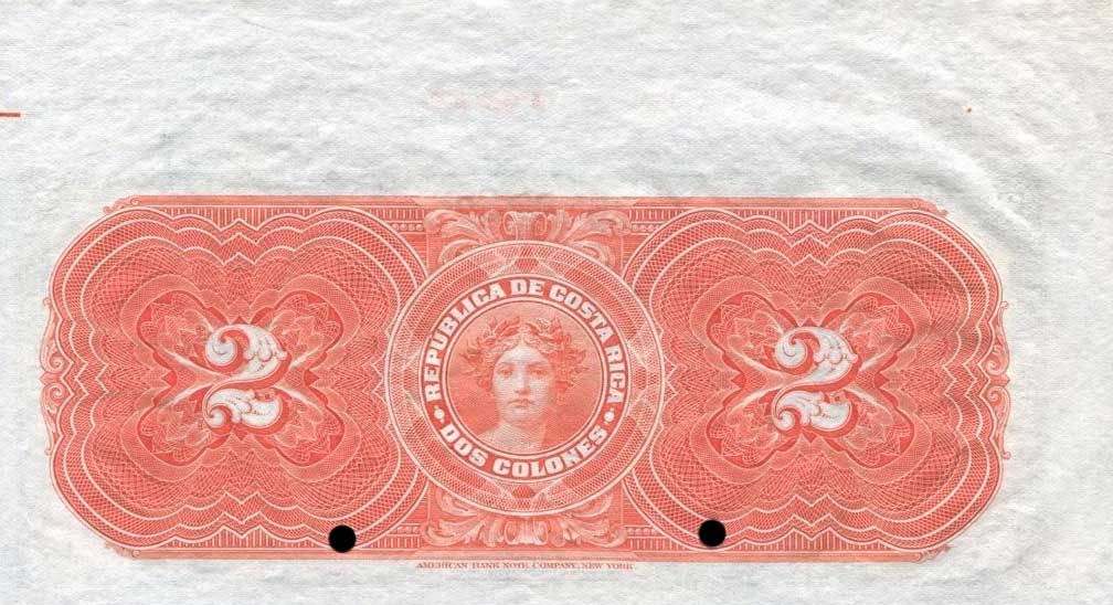 Back of Costa Rica p145s: 2 Colones from 1905
