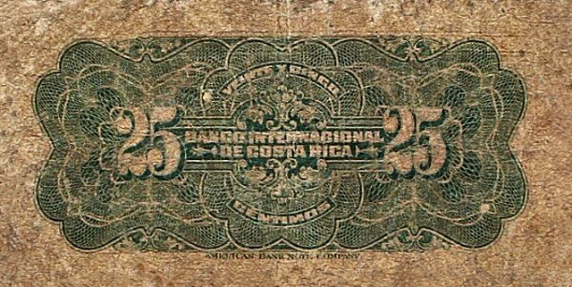 Back of Costa Rica p156a: 25 Centimos from 1918