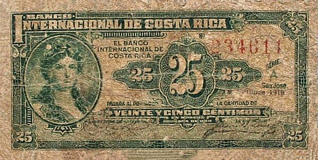 Front of Costa Rica p156a: 25 Centimos from 1918