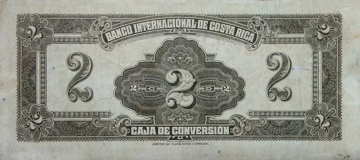 Back of Costa Rica p159b: 2 Colones from 1923