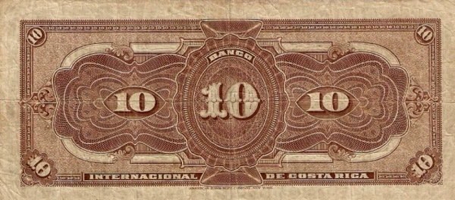 Back of Costa Rica p161a: 10 Colones from 1914