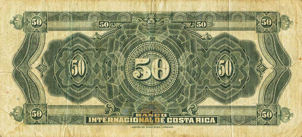 Back of Costa Rica p177b: 50 Colones from 1929