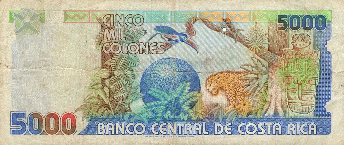 Back of Costa Rica p260A: 5000 Colones from 1994