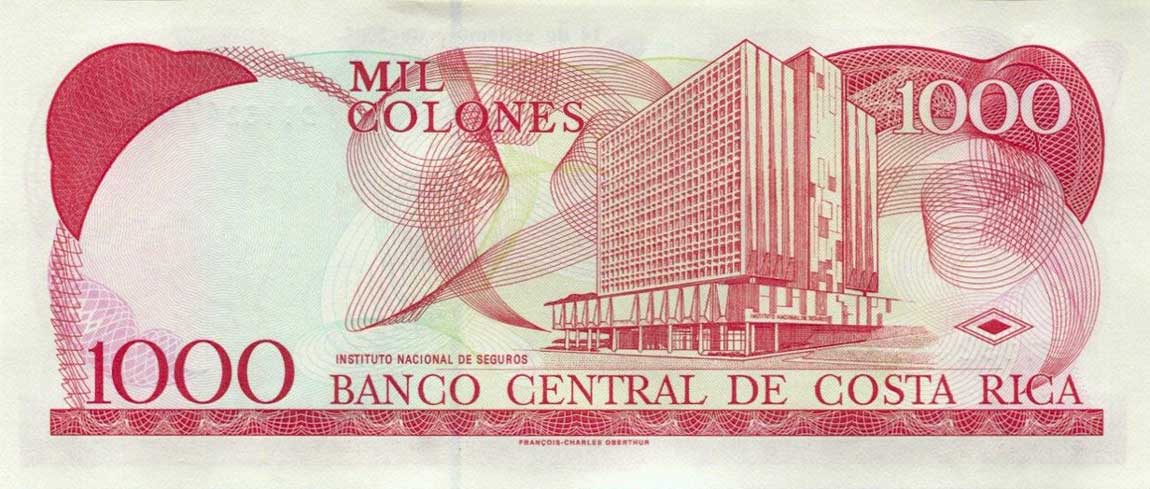 Back of Costa Rica p264f: 1000 Colones from 2005